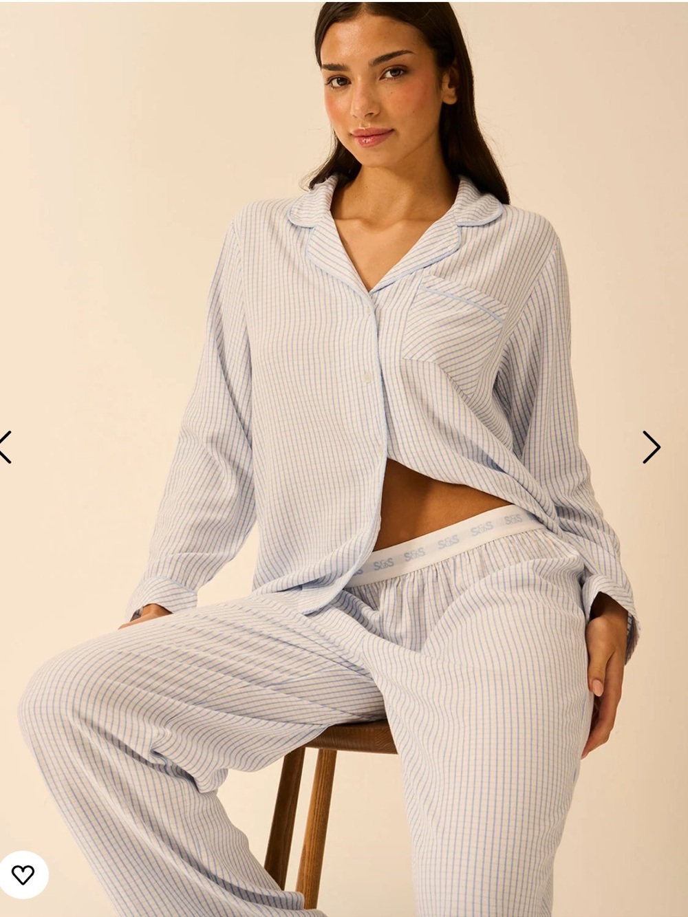 Stripe & Stare Blue Soft Brushed Woven Pajama Set